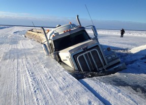 Truck trapped under ice in Canada